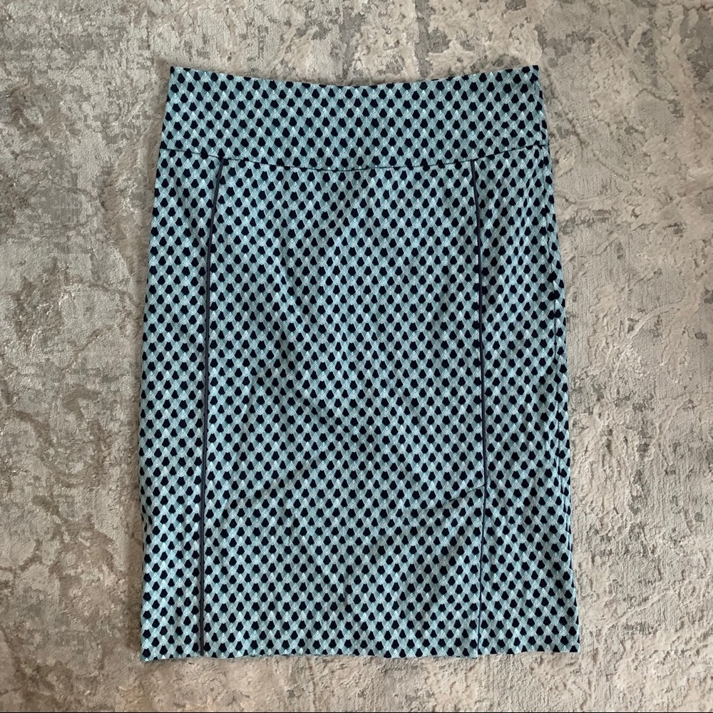 Teal Patterned Pencil Skirt